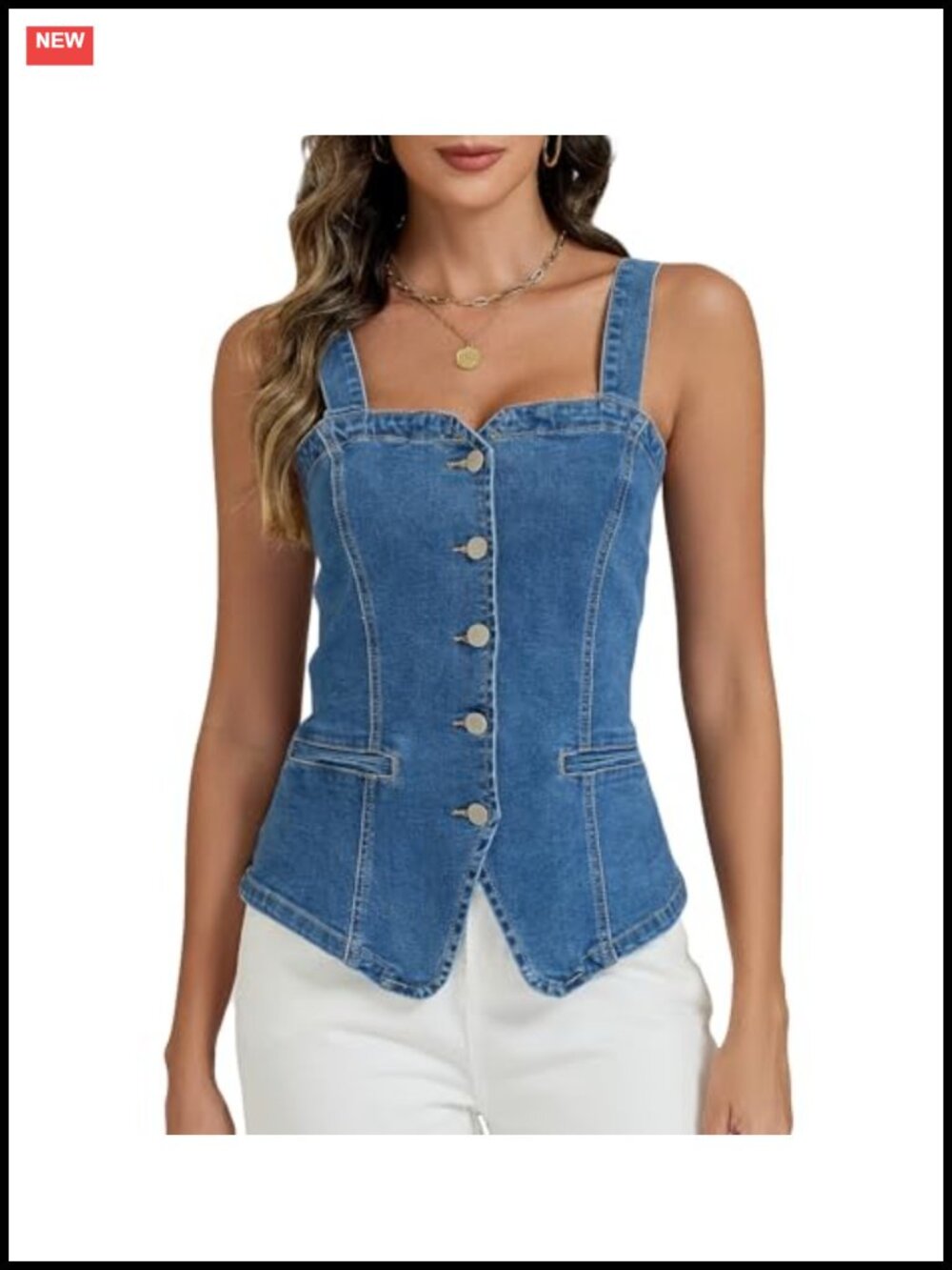 Women Stretchy Denim Corset Tank Vest Top